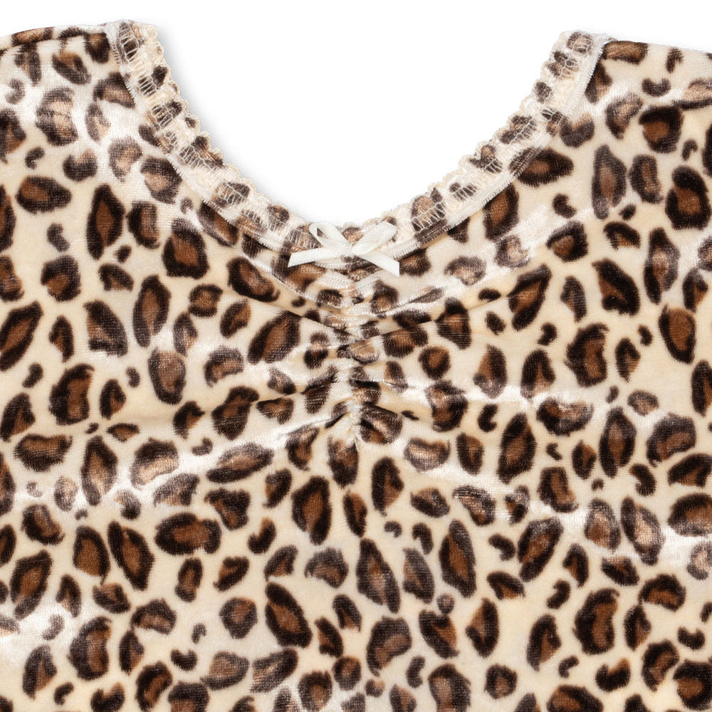 Carlito Leopard Print Velvet Tee Blouse